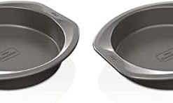 Ninja B30309 Foodi NeverStick Premium 9 inch Round Cake Pan, Nonstick, Oven Safe up to 500⁰F, Dishwasher Safe, Grey (Pack of 2)