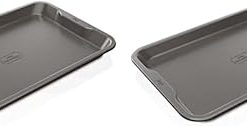 Ninja B30015 Foodi NeverStick Premium 10 inch x 15 inch Baking Sheet, Nonstick, Oven Safe up to 500⁰F, Dishwasher Safe, Grey (Pack of 2)