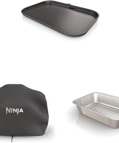Ninja XSKGRIDLXL Woodfire Premium Griddle Plate & XSKCOVERXL Woodfire Premium Grill Cover Pro & XSKTRYLRXL Woodfire Large Grease Tray Liners