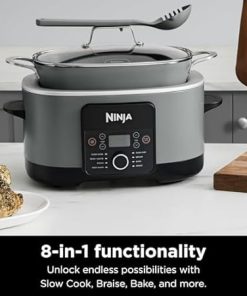Ninja MC1001 Foodi PossibleCooker PRO 8.5 Quart Multi-Cooker, with 8-in-1 Slow Cooker, Pressure Cooker, Dutch Oven & More, Glass Lid & Integrated Spoon, Nonstick, Oven Safe Pot to 500°F, Sea Salt Grey (Renewed) 2