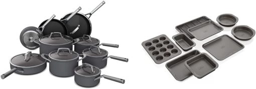 Ninja C39900 Foodi NeverStick Premium 16-Piece Cookware Set, Hard-Anodized & Oven Safe to 500°F, Slate Grey & B39010 Foodi NeverStick Premium 10-Piece Bakeware Sheet Set - Image 2