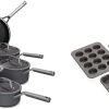 Ninja CW69010 NeverStick Comfort Grip 10-Piece Cookware Set, Nonstick, Durable, Scratch Resistant & K12007WHBN NeverDull 7-Piece Prep Knife System, Essential, High Carbon Stainless Steel 4
