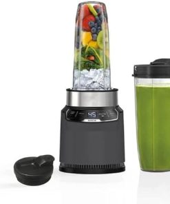 Ninja BN401-A Nutri Pro Compact Personal Blender, Auto-iQ Technology, 1100-Peak-Watts, for Frozen Drinks, Smoothies, Sauces & More, With To-Go Cups & Spout Lids, Gray 2