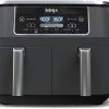 Ninja Air Fryer Pro 4-in-1 with 5 QT Capacity, Air Fry, Roast, Reheat, Dehydrate, Air Crisp Technology with 400F for hot, 120 Volts, Nonstick Basket & Crisper Plate, Grey, AF141 3