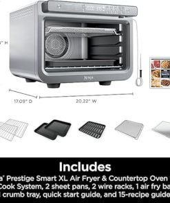 Ninja Prestige Smart XL with Pro Cook System 10-in-1 Air Fry Digital Countertop Convection Toaster Oven with Air Fry, Broil & Bake, Pro Cook Thermometer, 1800 Watts, Stainless Steel, DT551 (Renewed) 2