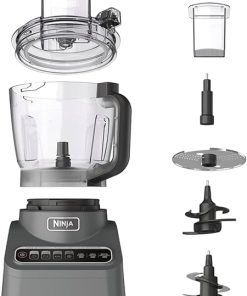 Ninja BN600 Professional Plus Food Processor, 850 Watts, 3 Functions for Chopping, Slicing & Dough with 9-Cup Processor Bowl, 3 Blades, Food Chute & Pusher, Silver