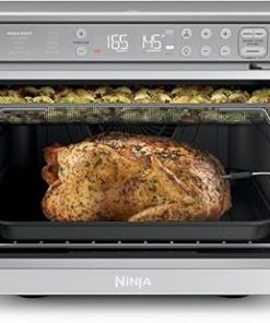 Ninja Prestige Smart XL with Pro Cook System 10-in-1 Air Fry Digital Countertop Convection Toaster Oven with Air Fry, Broil & Bake, Pro Cook Thermometer, 1800 Watts, Stainless Steel, DT551 (Renewed)