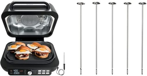 Ninja IG651 Foodi Smart XL Pro 7-in-1 Indoor Grill/Griddle Combo, Black with 120KY300 Foodi Grill Kebab Skewers, 7.25 Inches, Stainless Steel - Image 2