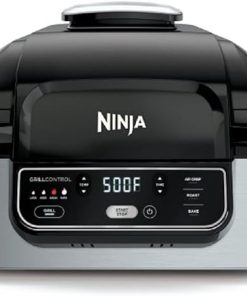 Ninja AG300 4-in-1 Indoor Grill with 4-Quart Air Fryer with Roast, Bake, and Cyclonic Grilling Technology