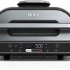Ninja FG551/BG550 Foodi Smart XL 6-in-1 Indoor Grill with 4-Quart Air Fryer Roast Bake Dehydrate Broil and Leave-in Thermometer, with Extra Large Capacity, and a stainless steel Finish (Renewed), 3