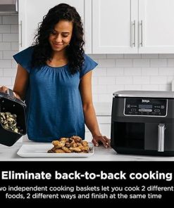 Ninja DZ201 Foodi 8 Quart 6-in-1 DualZone 2-Basket Air Fryer with 2 Independent Frying Baskets, Match Cook & Smart Finish to Roast, Broil, Dehydrate & More for Quick, Easy Meals, Grey 2