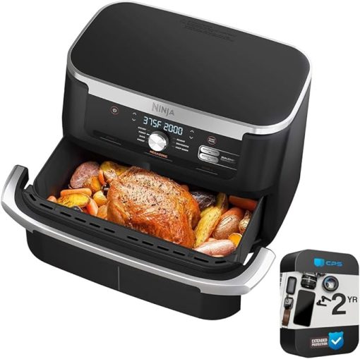 Ninja AD600CO Foodi 7-in-1 DualZone FlexBasket Air Fryer with 11-qt MegaZone (Renewed) Bundle with 2 Year Enhanced Protection Pack