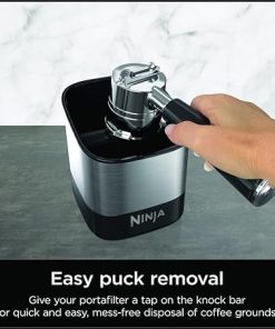 Ninja Luxe Café Knock Box, Accessories for Espresso Machine, Easy & Mess-Free Puck Disposal, Coffee & Espresso Grounds, Non-slip Base, Removable Bar, Holds 10 Double Shot Pucks, XSKKNOCKBOX 2