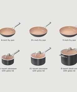 Ninja Pots and Pans Set Non Stick | Extended Life Premium Ceramic Cookware Set | 9-Piece Nonstick | PTFE Free | Oven Safe to 550°F | Induction Compatible | Frying Pan x3 | Cooking Pot x3 | CW99009 2