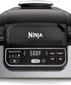 Ninja AG301 Foodi 5-in-1 Indoor Electric Grill with Air Fry, Roast, Bake & Dehydrate - Programmable, Black/Silver