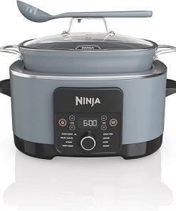 Ninja MC1001C Foodi PossibleCooker PRO 8.5 Quart Multi-Cooker, with 8-in-1 Slow Cooker,Dutch Oven,Steamer &More,Glass Lid & Integrated Spoon,Nonstick,Oven Safe Pot to 500°F,Sea Salt Gray,Sea Salt Grey