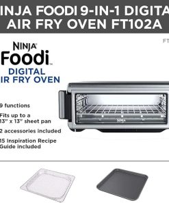 Ninja Foodi 9-in-1 Digital Oven Air Fry, Air Roast/ Broil, Bake, Bagel, Toast, Dehydrate, Keep Warm, and Reheat – Stainless Steel 2