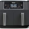Ninja DZ201 Foodi 8 Quart 6-in-1 DualZone 2-Basket Air Fryer with 2 Independent Frying Baskets, Match Cook & Smart Finish to Roast, Broil, Dehydrate & More for Quick, Easy Meals, Grey (Renewed) 3