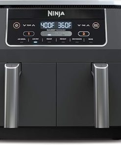 Ninja DZ201BK Foodi 6-in-1 2-Basket Air Fryer with DualZone Technology, 8-Quart Capacity (Black Stainless) (Renewed)
