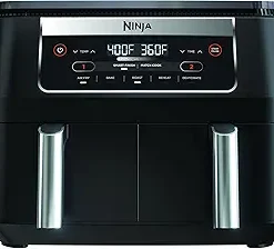 Ninja DZ090 6-Quart Dual-Zone 2-Basket Air Fryer - Roast, Bake, Dehydrate (Renewed)