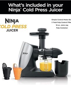 Ninja Cold Press Juicer Pro – Powerful Slow Juicer – Cloud Silver JC100 (Renewed) 2