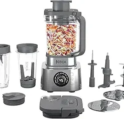 Ninja Blender and Food Processor Combo, Foodi Power Blenders For Kitchen and Personal Size, Smoothie Maker, 6 Functions for Bowls, Spreads, Shakes, 72-oz. Glass Pitcher & To-Go Cups, Silver SS401