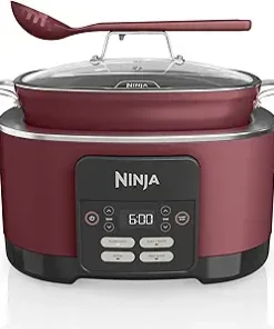 Ninja MC1000 Foodi PossibleCooker 8.5 Quart Multi-Cooker, with 4-in-1 Slow Cooker, Dutch Oven & More, Glass Lid & Integrated Spoon, Nonstick, Oven Safe Pot to 500°F, Cherry Tarte (Renewed) 2