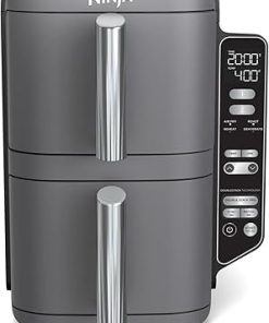 Ninja SL400 DoubleStack XL 2-Basket Air Fryer, Cooks 4 Foods at Once, Compact Design, 10 QT, 4-in-1, Smart Finish & Match Cook, Air Fry, Broil, Bake, Easy Meals, Easy Clean, Grey (Renewed)
