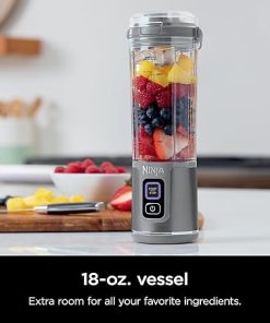 Ninja Blast Portable Blender & Accessories, Cordless, 18oz. Vessel, Personal Blender for Shakes & Smoothies, Leakproof Lid & Sip Spout, USB-C Cord, Dishwasher Safe Parts, BPA Free, Grey, CL155AGY 2