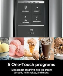 Ninja CREAMi Ice Cream Maker, 5 One-Touch Programs, Includes (2) 16oz Pints with Lids, Transform Frozen Bases to Ice Cream, Sorbets, Milkshakes, Vegan, Dairy-Free Options, NC300 White (Renewed) 2