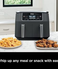 Ninja DZ201 Foodi 6-in-1 2-Basket Air Fryer with DualZone Technology, 8-Quart Capacity -Dark Grey Stainless- (Renewed) 2