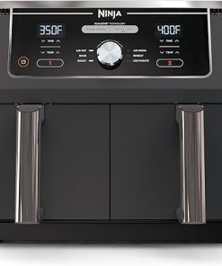 Ninja DZ401 Foodi 10 Quart 6-in-1 DualZone XL 2-Basket Air Fryer with 2 Independent Frying Baskets, Match Cook & Smart Finish to Roast, Broil, Dehydrate & More for Quick, Grey (Renewed)