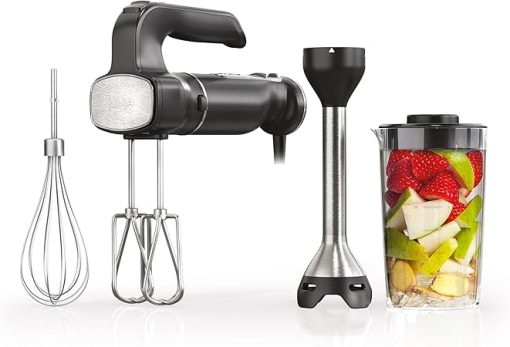 Ninja CI101 Foodi Power Mixer System, 750-Peak-Watt Immersion Blender and Hand Mixer, EasyGlide Beaters, Whisk, 3-Cup Blending Vessel, Black (Renewed)