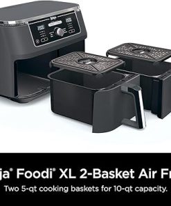 Ninja DZ401 Foodi 6-in-1 10-qt. 2-Basket Air Fryer with DualZone Technology, Grey (Renewed) AD350CO 2