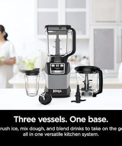 Ninja Blender, Compact Kitchen System, 1200W, 3 Functions for Smoothies, Dough & Frozen Drinks with Auto-IQ, 72-oz.* Blender Pitcher, 40-oz. Processor Bowl & 18-oz. Single-Serve Cup, Grey, AMZ493BRN 2