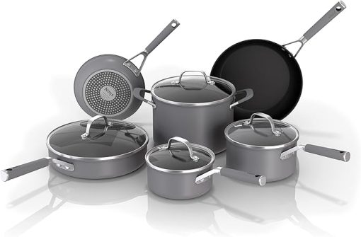 Ninja CW69010 NeverStick Comfort Grip 10-Piece Cookware Set, Nonstick, Durable, Scratch Resistant & K12007WHBN NeverDull 7-Piece Prep Knife System, Essential, High Carbon Stainless Steel - Image 2