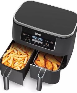 Ninja DZ201 Foodi 6-in-1 2-Basket Air Fryer with DualZone Technology, 8-Quart Capacity, and a Dark Grey Stainless Finish (Dark Grey Stainless) (Renewed) 2