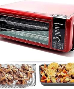 Ninja SP101 Foodi 8-in-1 Air Fry Large Toaster Oven Flip-Away for Storage Dehydrate Keep Warm 1800w XL Capacity (Renewed) RED