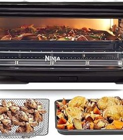 Ninja SP101 Foodi 8-in-1 Air Fry Large Toaster Oven Flip-Away for Storage Dehydrate Keep Warm 1800w XL Capacity Piano shiny BLACK (Renewed)