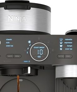 Ninja CFN602 Espresso & Coffee Barista System with Ristretto Function, Single-Serve Coffee, Compatible with Nespresso Capsule, 12-Cup Carafe, Built-in Frother, Cappuccino & Latte Maker (Renewed) 2