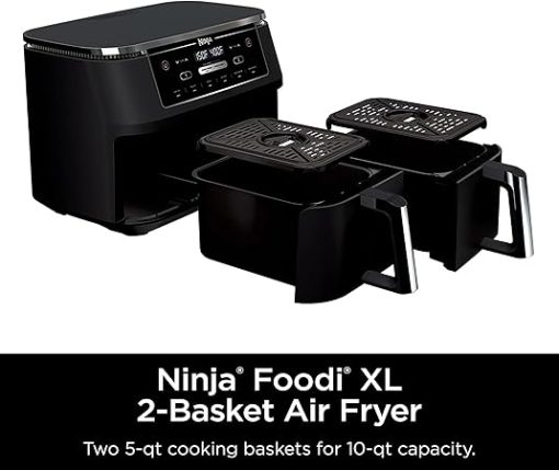 Ninja R-AD300CO Foodi 6-in-1 10-qt. XL 2-Basket Air Fryer with DualZone Technology, Black - Certified Refurbished - Image 2