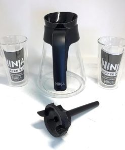 Genuine Ninja 43oz (6-Cup) Glass Carafe w/ 2-Pack 12oz Double-Wall Thermal Tumbler for CF085 CF086 CF087 CF020 CF021 Coffee Maker Bar Brewer