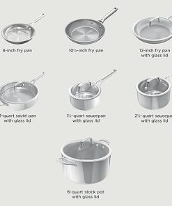 Ninja EverClad Stainless Steel Cookware 12 Piece Pots & Pans Set, All Stovetops & Induction, Oven Safe to 600°F, Tri-Ply Commercial-Grade, C99012 2
