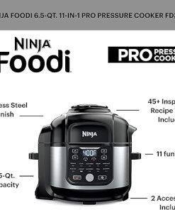 Ninja Foodi Air Fryer Pressure Cooker Combo 11-in-1 Pro 6.5 qt. Pressure Cooker & Air Fryer that Steams, Slow Cooks and More with 4.6 qt Crisper Plate, Broil Rack & Recipe Book, FD302, Silver/Black 2