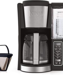 Ninja 12-Cup Programmable Coffee Maker with Classic and Rich Brews, 60 oz. Water Reservoir, and Thermal Flavor Extraction (CE201), Black/Stainless Steel