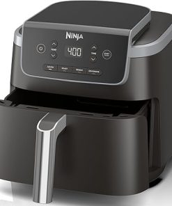 Ninja Air Fryer Pro 4-in-1 with 5 QT Capacity, Air Fry, Roast, Reheat, Dehydrate, Air Crisp Technology with 400F for hot, 120 Volts, Nonstick Basket & Crisper Plate, Grey, AF141