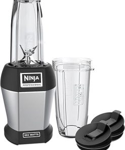 Ninja Nutri Pro Compact Personal Blender, with 18 Oz. and 24 Oz. To Go Cups, in a Black and Silver Finish