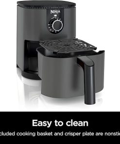Ninja AF080 Mini Air Fryer, 2 Quarts Capacity, Compact, Nonstick, with Quick Set Timer, Grey 2