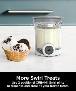 Ninja Swirl by CREAMi Pints and Lids – 2 Pack, Compatible with NC700 Series Ninja Swirl Ice Cream & Soft Serve Makers, BPA-Free & Dishwasher Safe, Grey Lids, XSK7PNTLD2 2