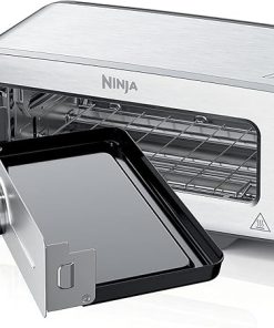 Ninja ST101 Foodi 2-in-1 Flip Toaster, 2-Slice Capacity, Compact Toaster Oven, Snack Maker, Reheat, Defrost, 1500 Watts, Stainless Steel, 6 Functions